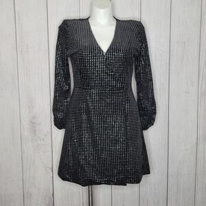 ASTR The Label Black Velvet & Silver Career Corporate Blazer Dress, size XL
